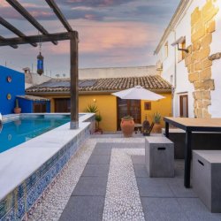 Back Patio with Pool and Studio